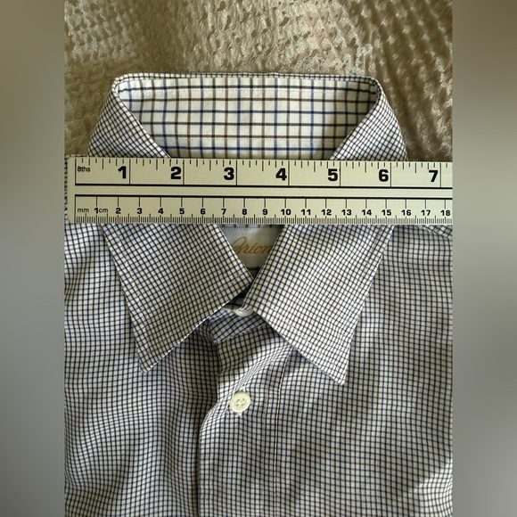 Brioni Made in Italy Dress Shirt Men’s XL 22” P2P – Gray Micro-Check Luxury NWOT - Picture 8 of 15